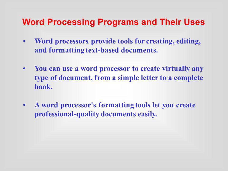 Word Processing Programs and Their Uses
