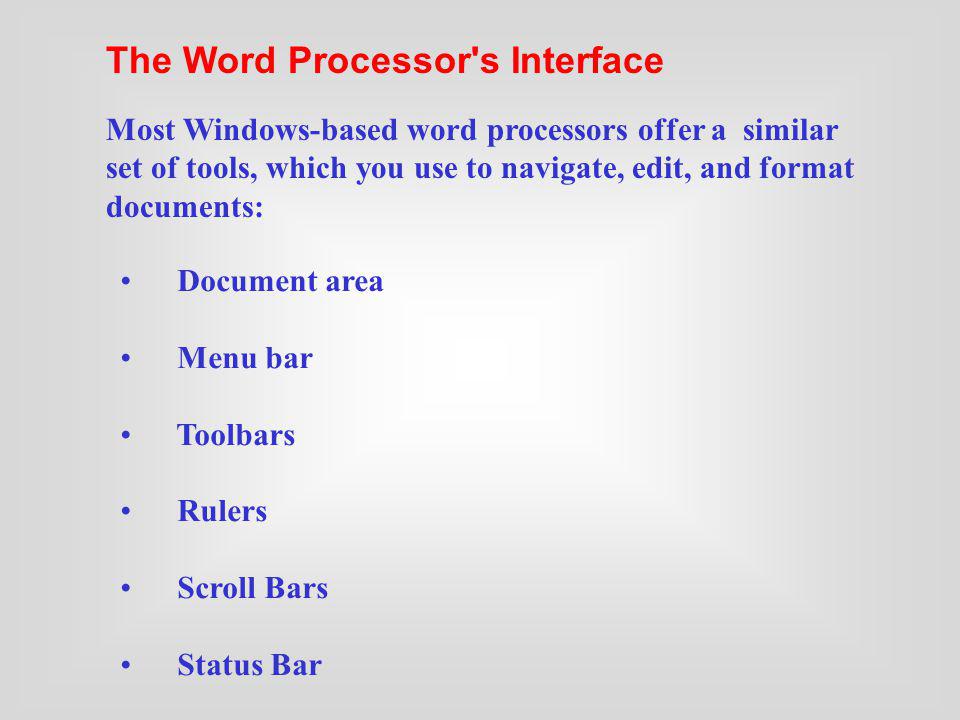 The Word Processor s Interface