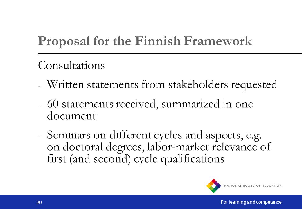Proposal for the Finnish Framework