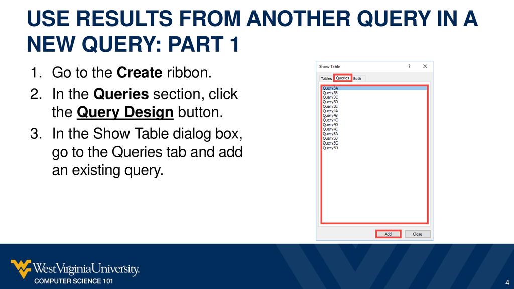 Access queries iv participation project ppt download