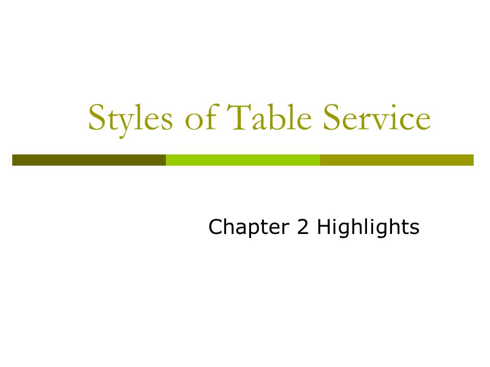 Styles of Table Service