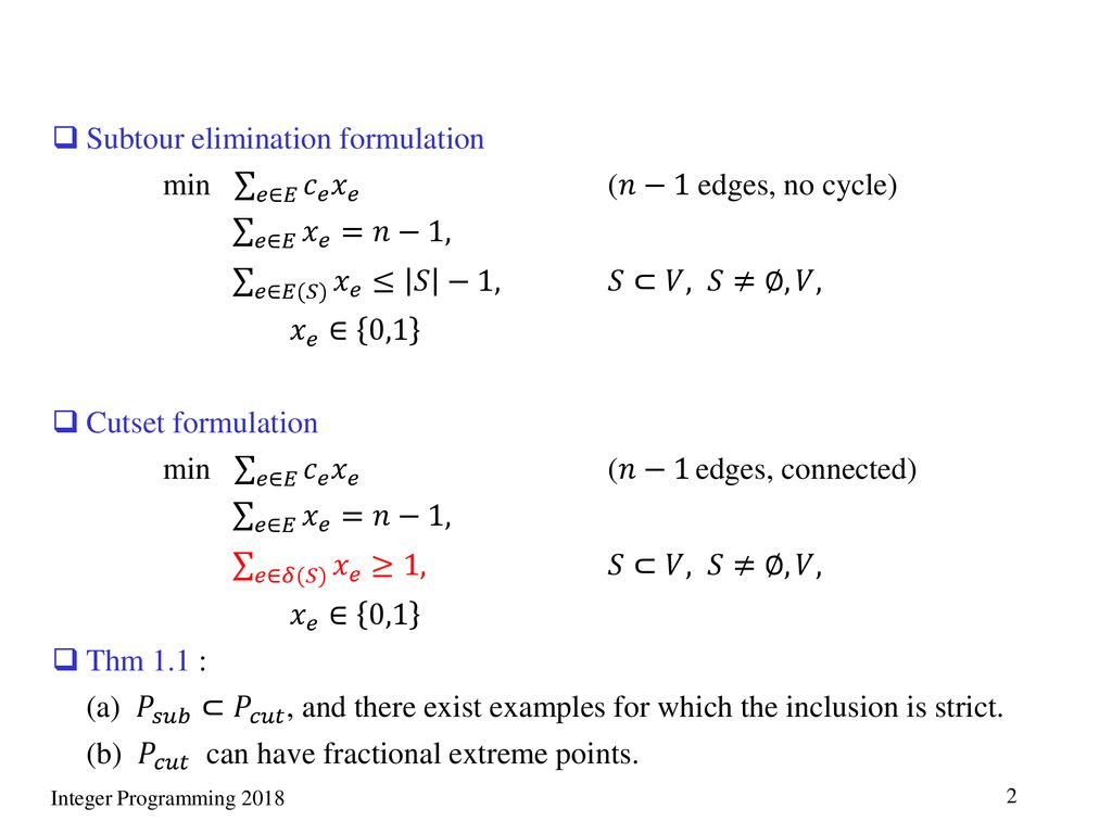 1.3 Modeling with exponentially many constr. - ppt download
