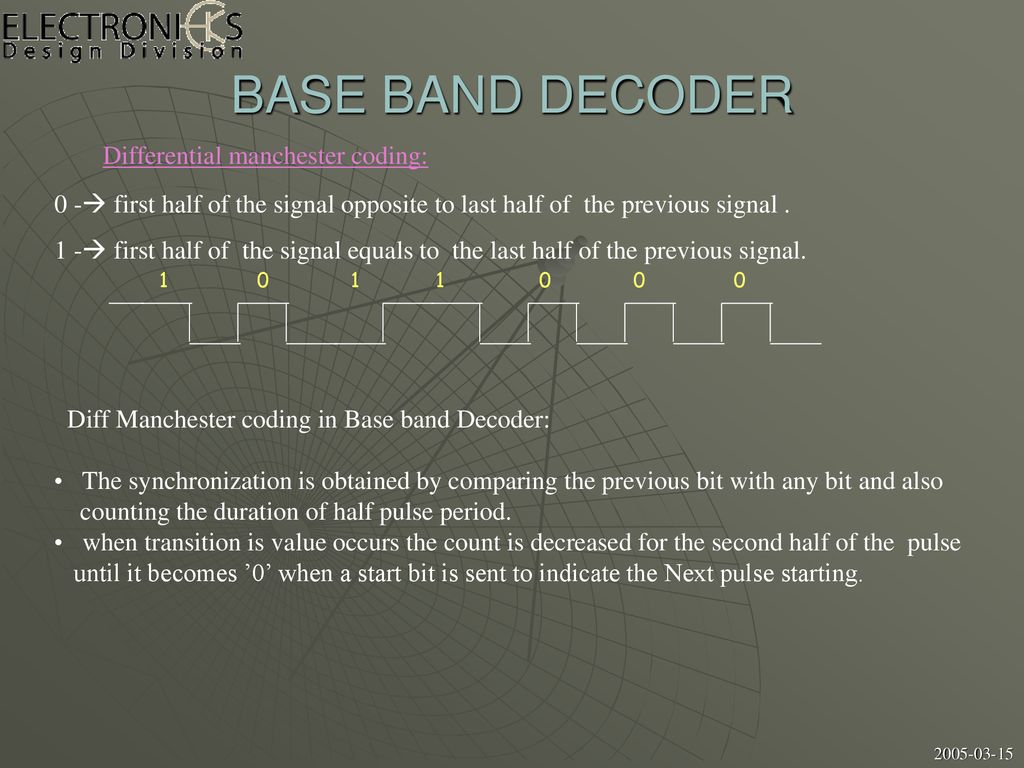 Base band decoder project team gurrampati venkatakrishna reddy ppt