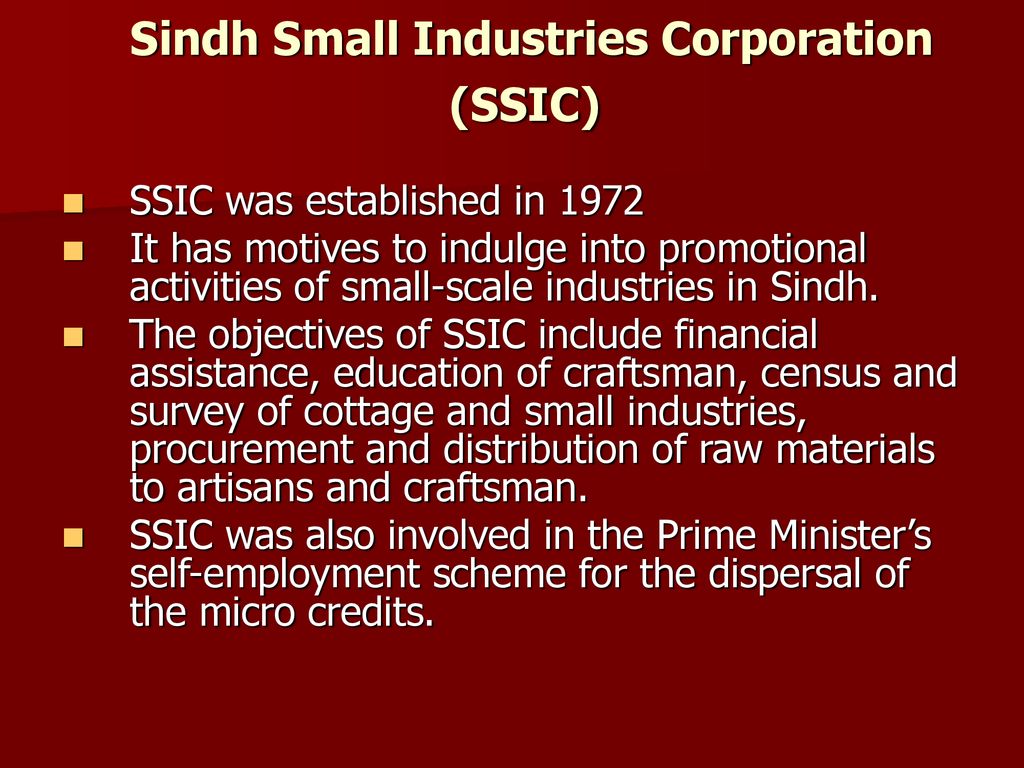Sindh Small Industries Corporation (SSIC)