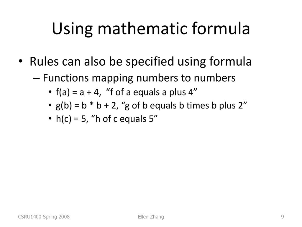 Functions CSRU1400, Spring 2008 Ellen Zhang CSRU1400 Spring ppt download