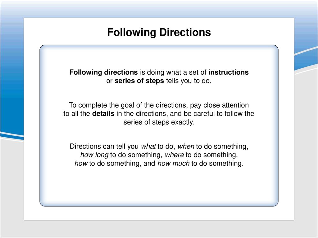 Following Directions Ppt Download