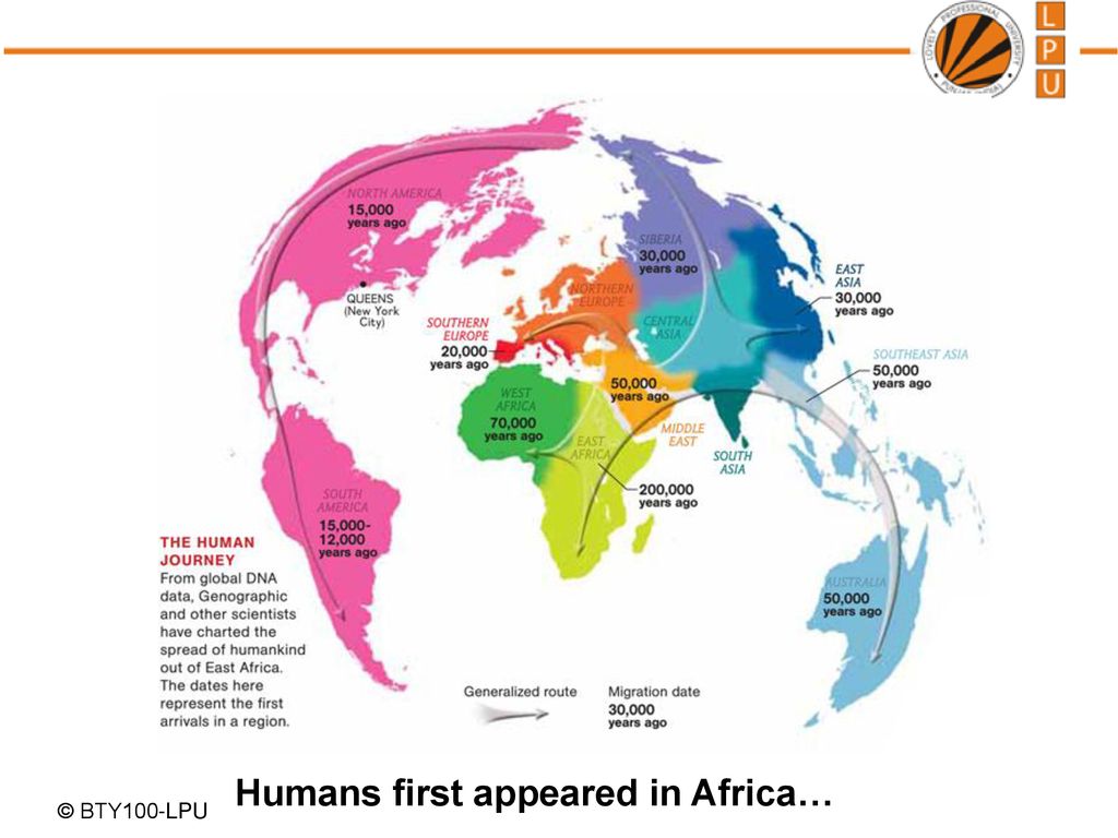 first humans on earth map
