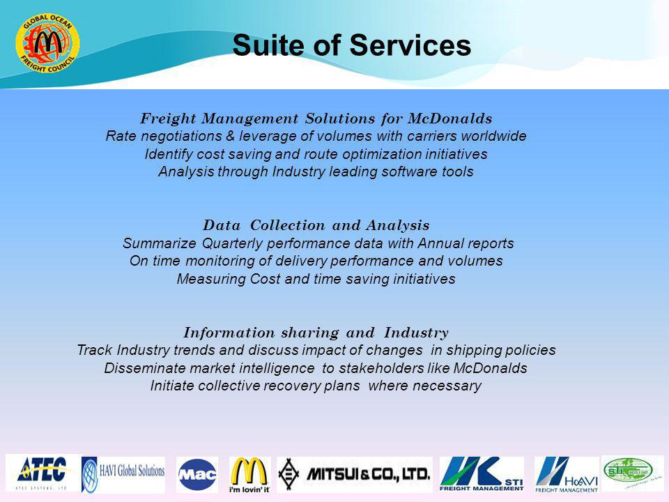 Suite of Services Freight Management Solutions for McDonalds