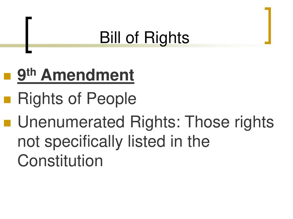 Bill of Rights 10 amendments intended to protect the individual rights ...