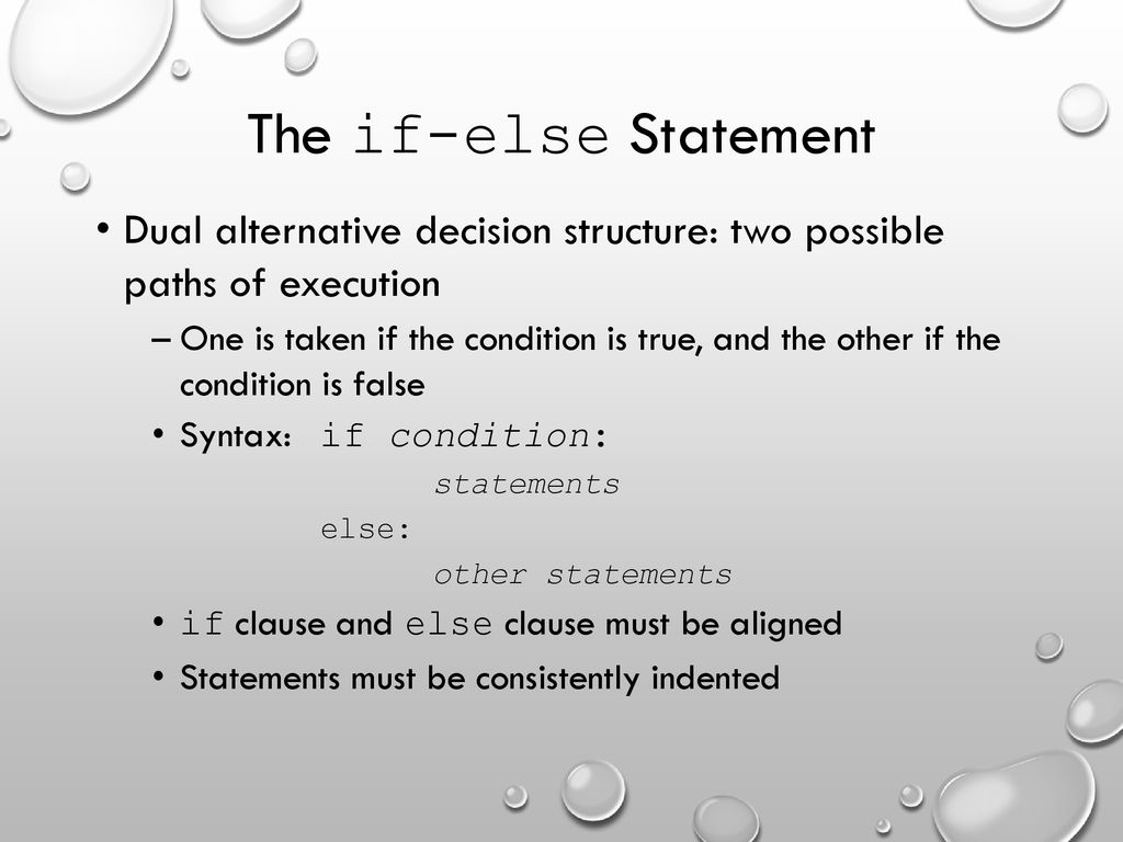 Topics The if Statement The if-else Statement Comparing Strings - ppt ...