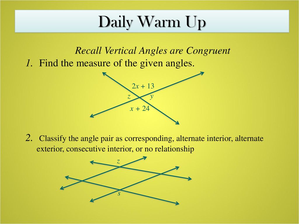 Recall Vertical Angles Are Congruent Ppt Download
