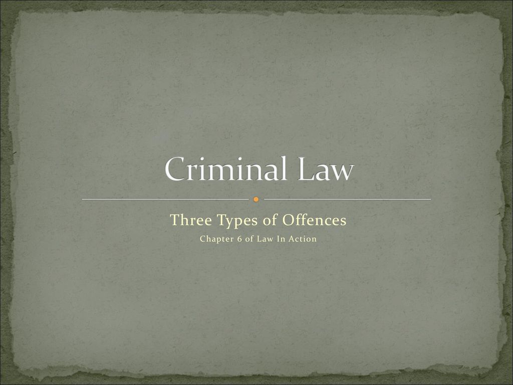 Three Types of Offences Chapter 6 of Law In Action ppt download