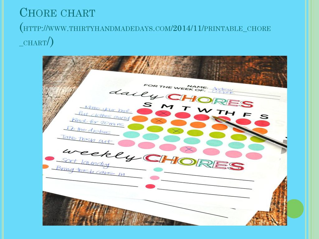 Thirty Handmade Days Chore Chart