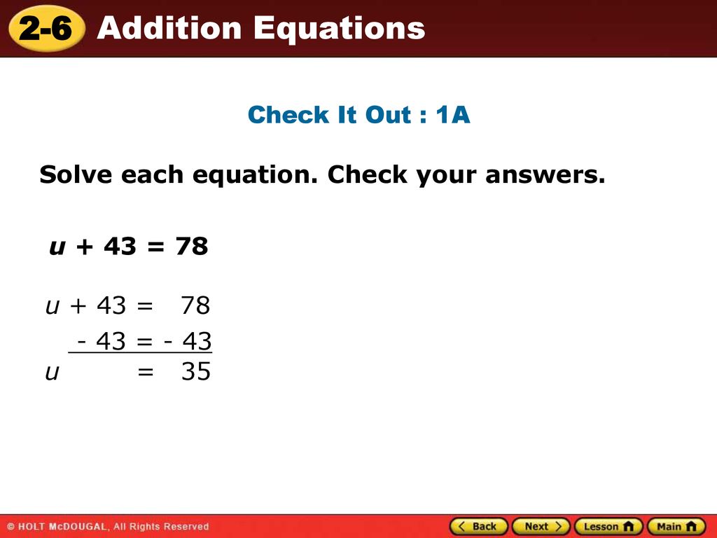 Solve each equation. Check your answers.