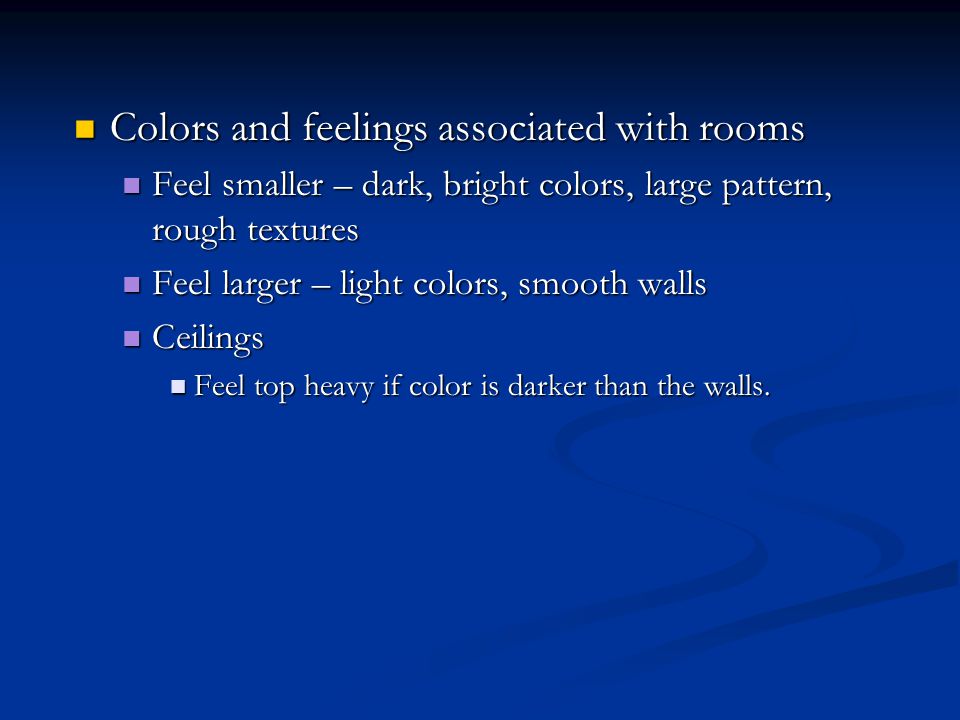 Colors and feelings associated with rooms