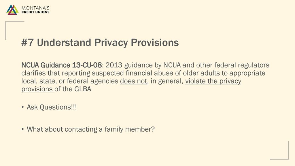 #7 Understand Privacy Provisions