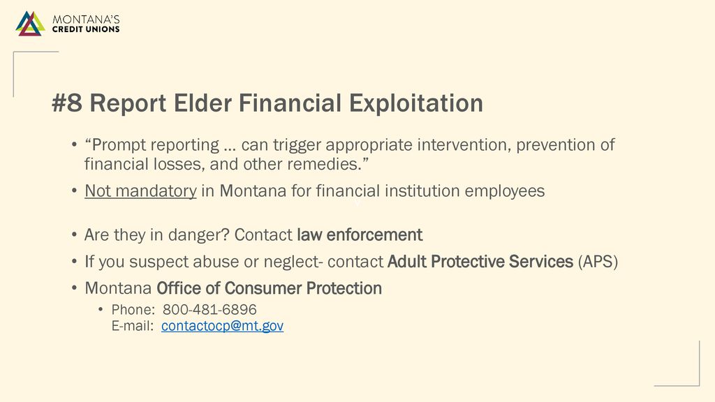 #8 Report Elder Financial Exploitation