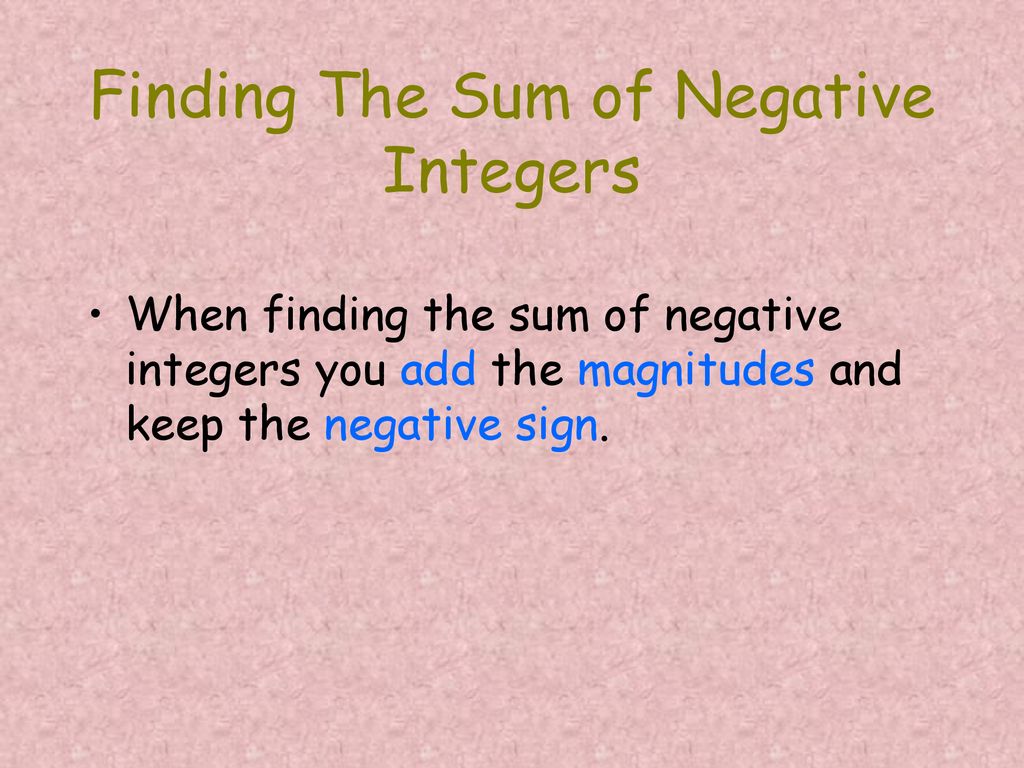 Finding The Sum of Negative Integers