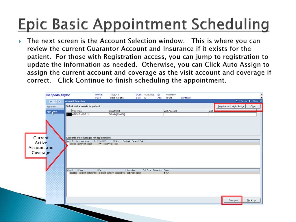 Epic Basic Appointment Scheduling