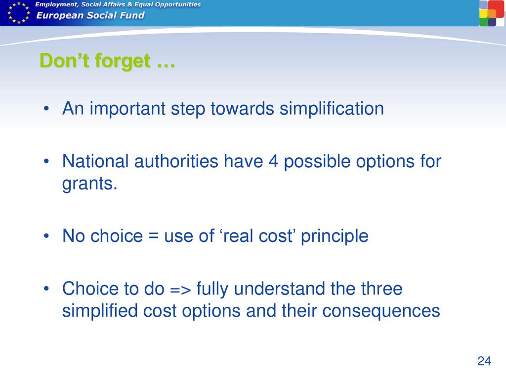 Don’t forget … An important step towards simplification