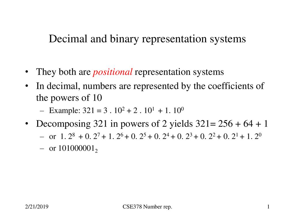 Decimal and binary representation systems ppt download