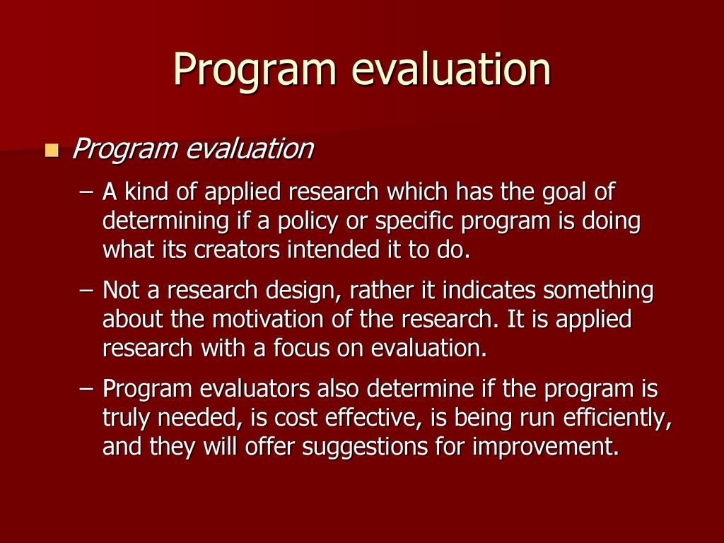 Program Evaluation, Archival Research, and Meta-Analytic Designs - ppt