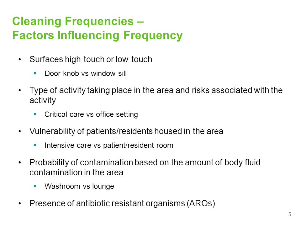 Cleaning Frequencies – Factors Influencing Frequency