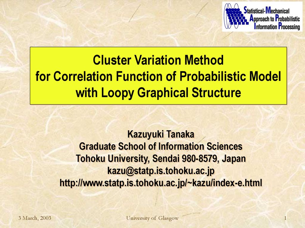 Cluster Variation Method for Correlation Function of Probabilistic ...