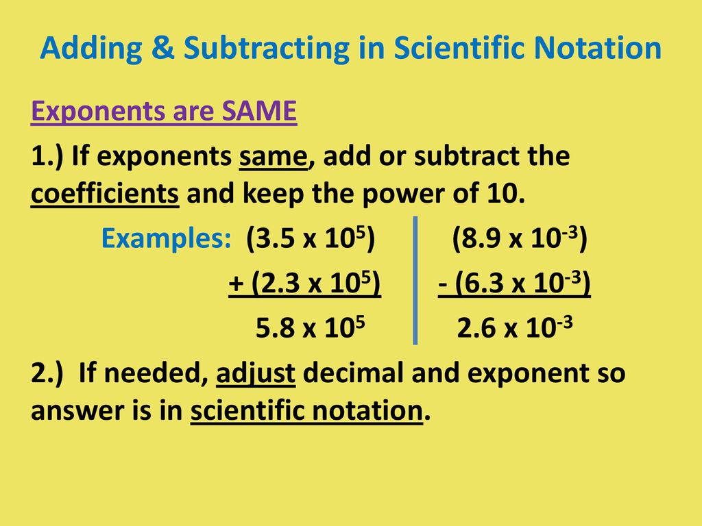 Do Now Glue in Adding & Subtracting in Scientific Notation sheet Within Adding Subtracting Scientific Notation Worksheet