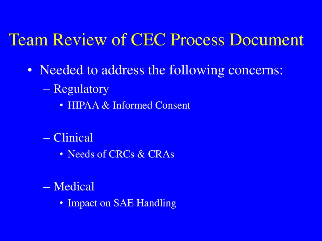 Team Review of CEC Process Document