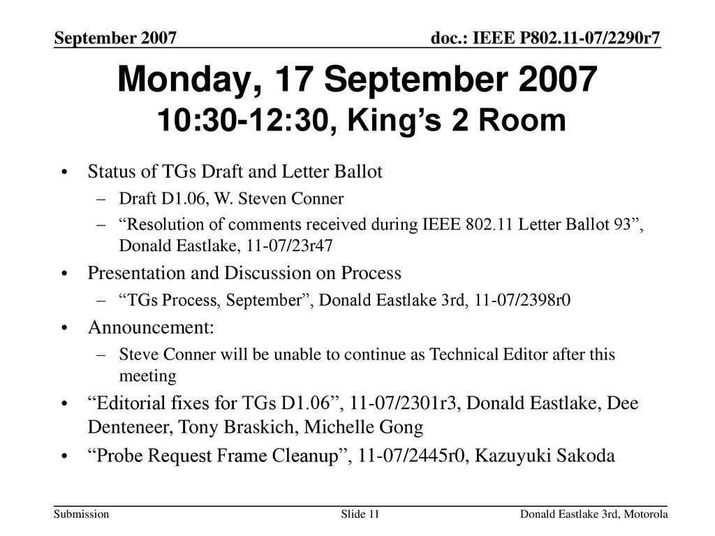 Monday, 17 September :30-12:30, King’s 2 Room