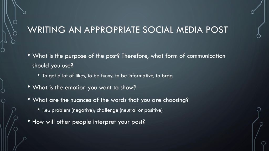 Writing an appropriate social media post