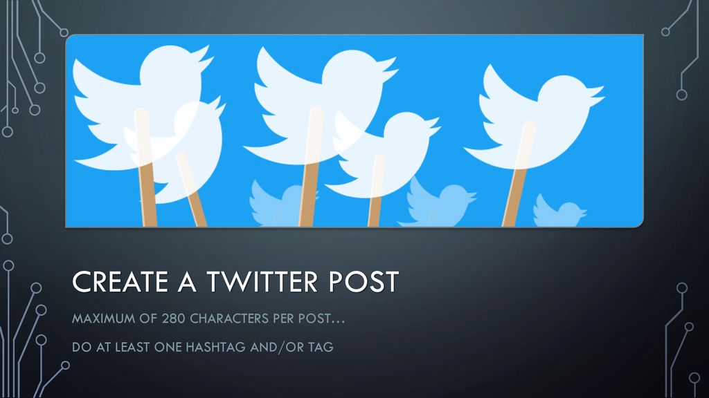 Create a Twitter Post Maximum of 280 characters per post…