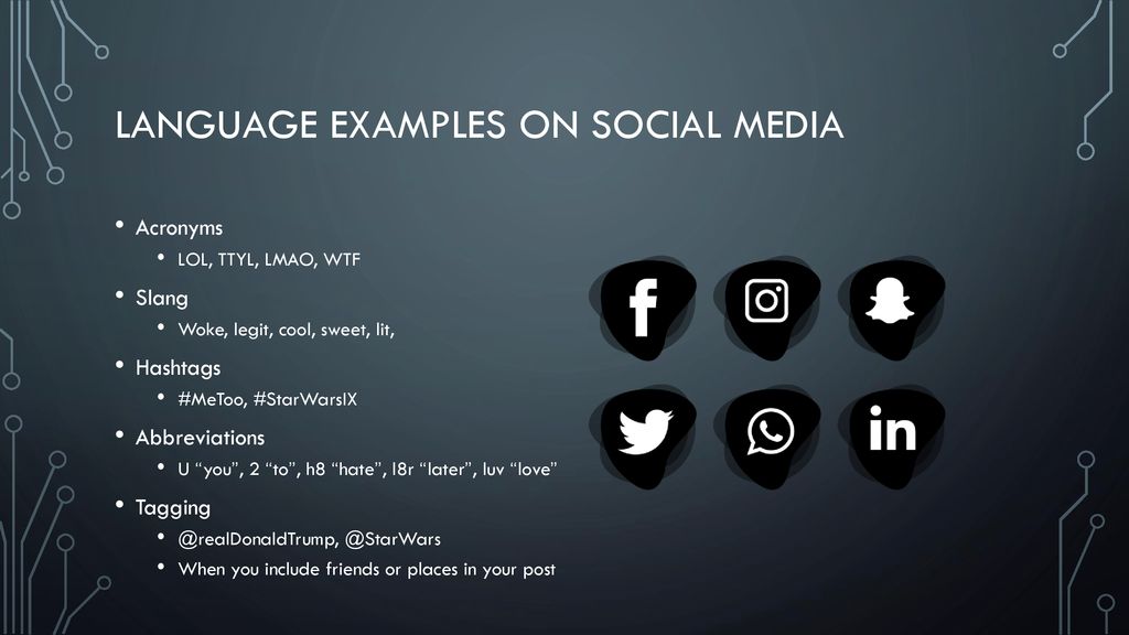 Language examples on Social media