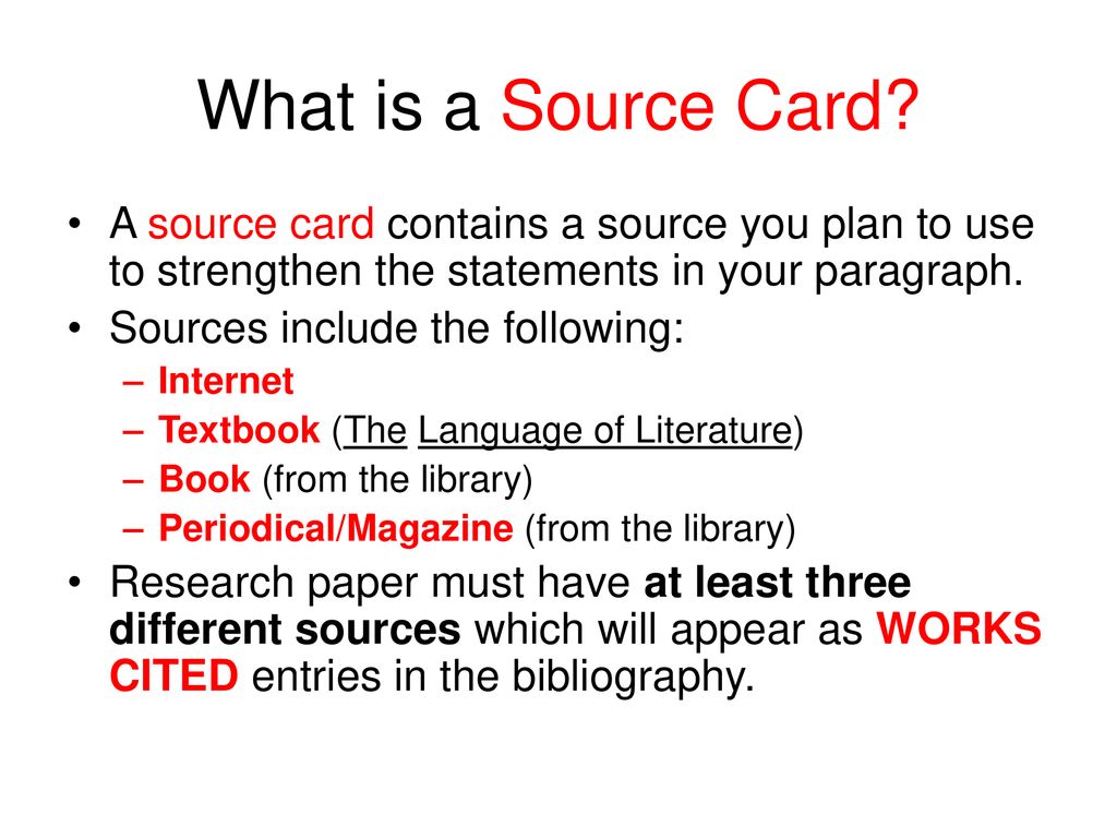 How to Write Source Cards for Research Papers - ppt download