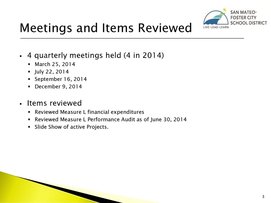Meetings and Items Reviewed