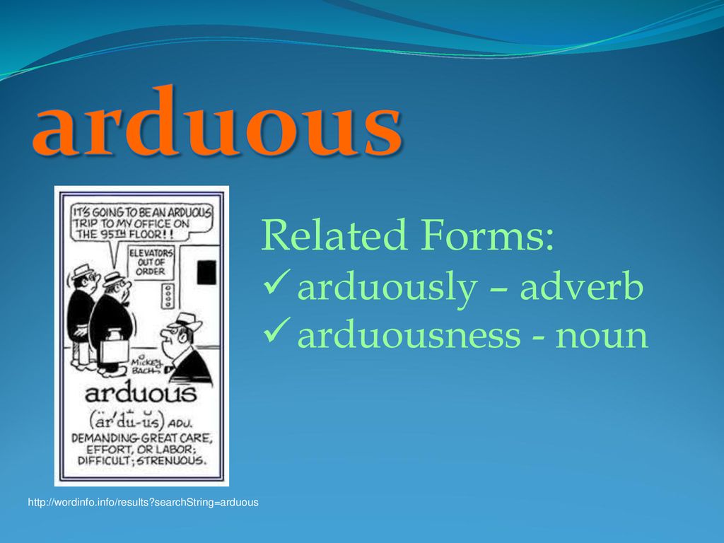 arduous: adjective Spanish: Definition: Origin: - ppt download