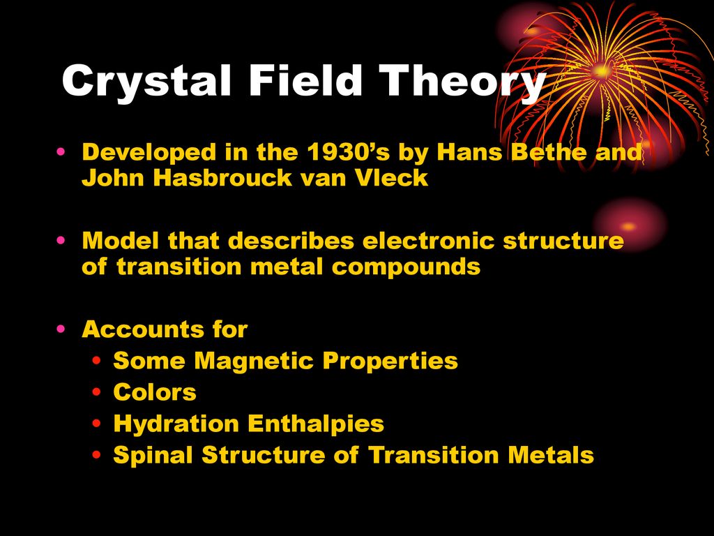 Crystal field Theory Colors. Field theory