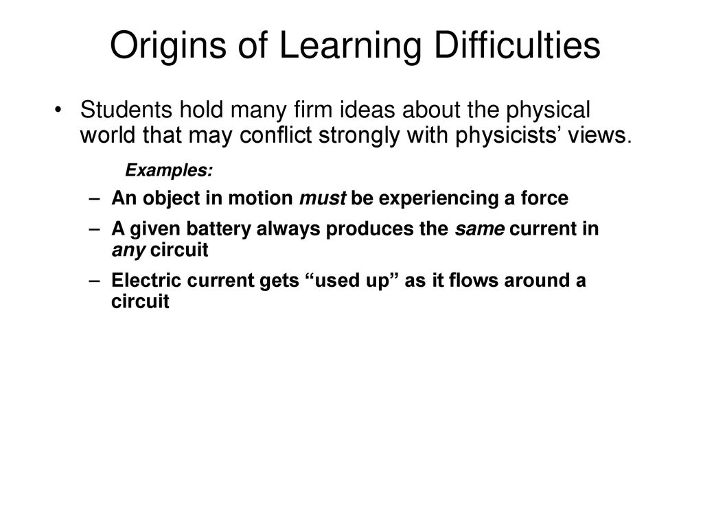 Origins of Learning Difficulties