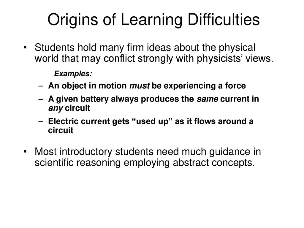 Origins of Learning Difficulties