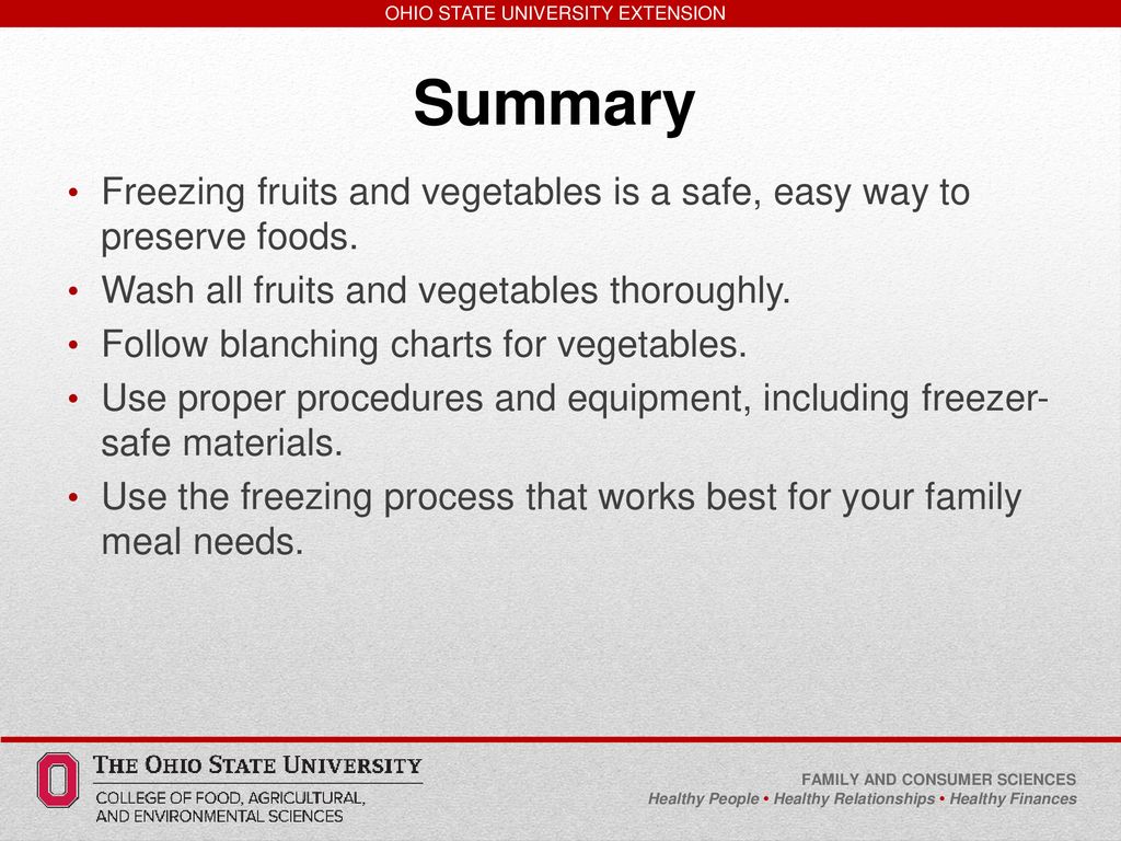Freezing Fruits And Vegetables Chart