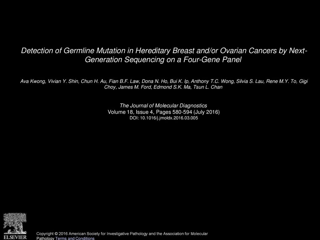 Detection of Germline Mutation in Hereditary Breast and/or Ovarian Cancers by Next- Generation Sequencing on a Four-Gene Panel