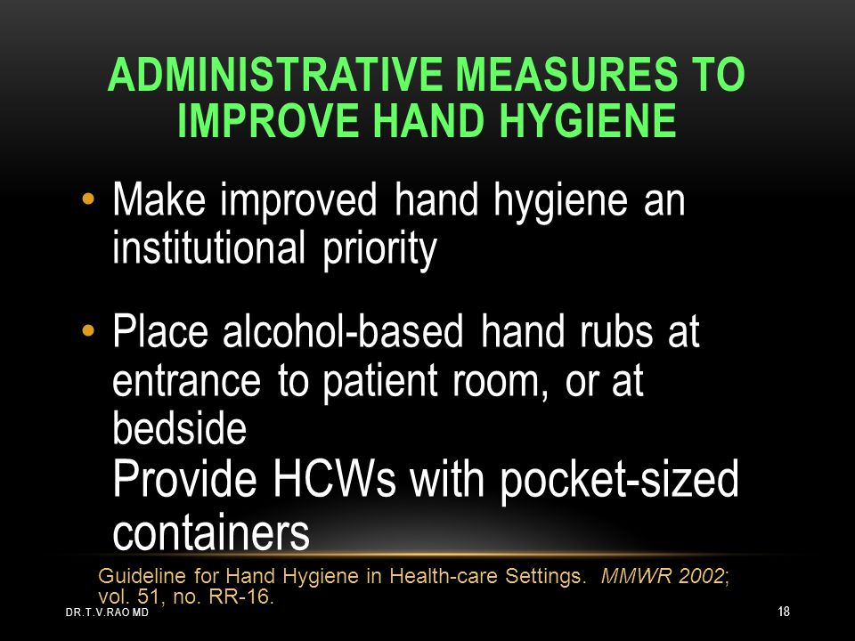 Administrative Measures to Improve Hand Hygiene