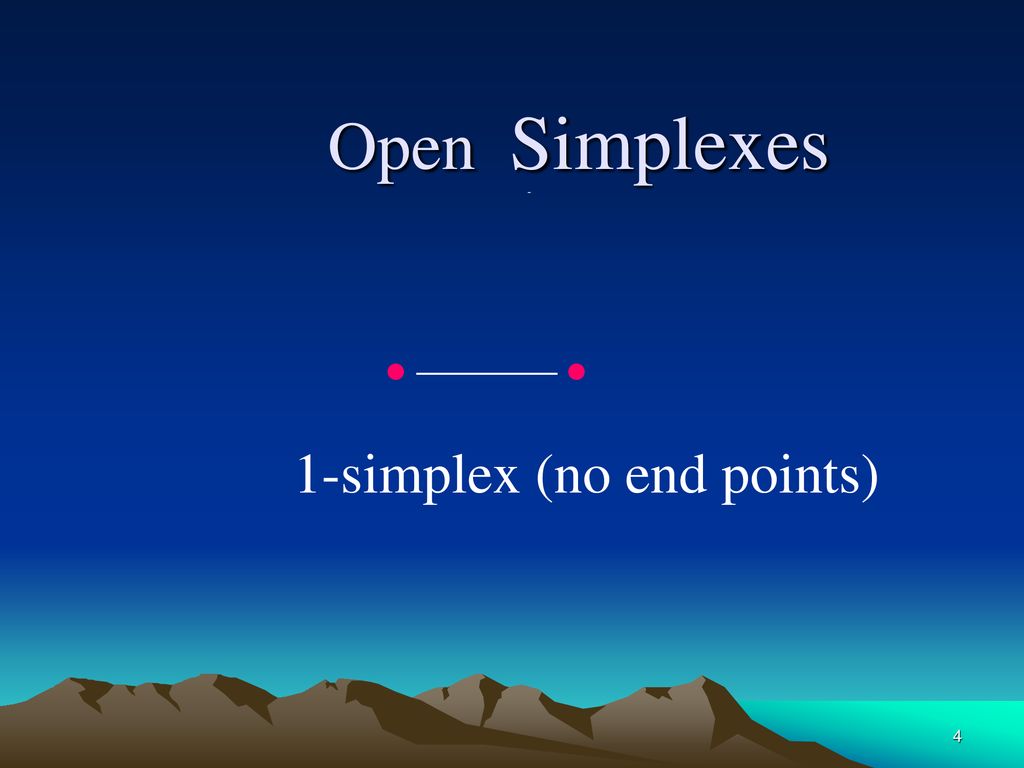 Open Simplexes -    1-simplex (no end points)