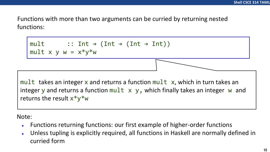 Haskell types classes and functions currying and polymorphism ppt