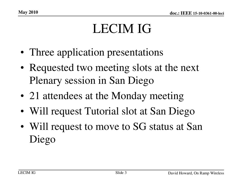 LECIM IG Three application presentations