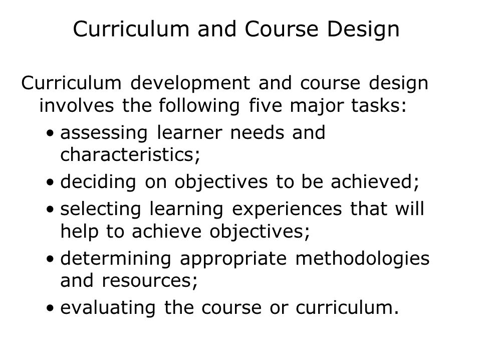 Curriculum and Course Design