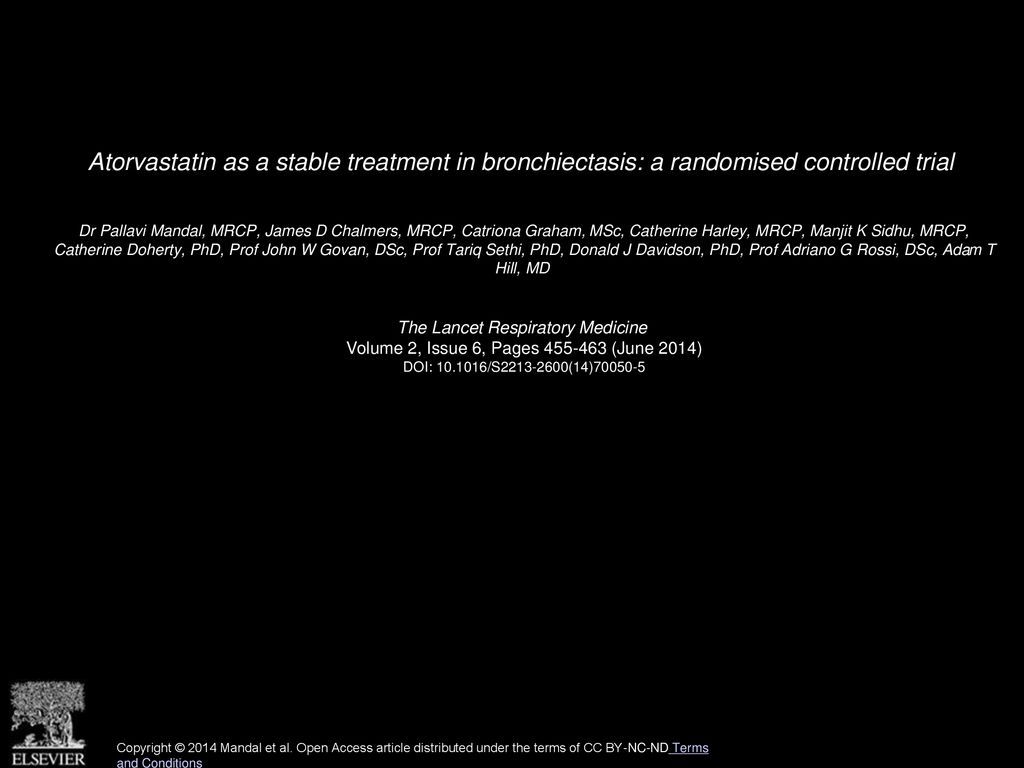 Atorvastatin as a stable treatment in bronchiectasis: a randomised controlled trial
