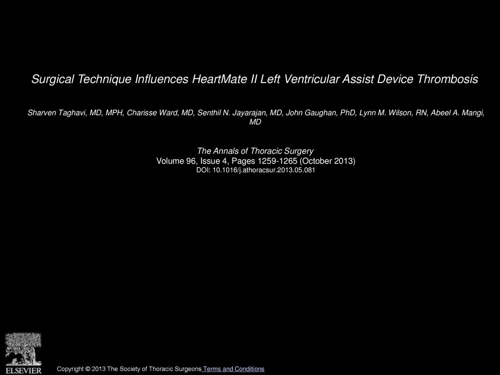 Surgical Technique Influences HeartMate II Left Ventricular Assist Device Thrombosis
