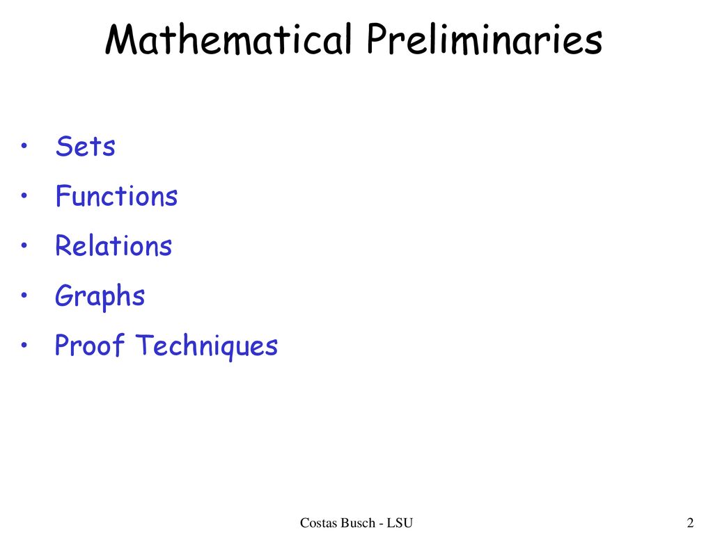 Mathematical Preliminaries